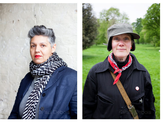 Chelsea Fringe 2012: Left: Deborah Nagan, designer of The Garden of Disorientation. Right: Julia Barton, artist, maker of the Heavy Plant Crossing or mechanical plant.
