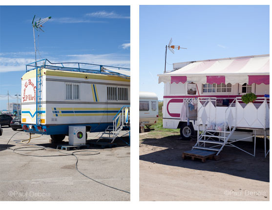 Caravans from the travelling Feria, Conil