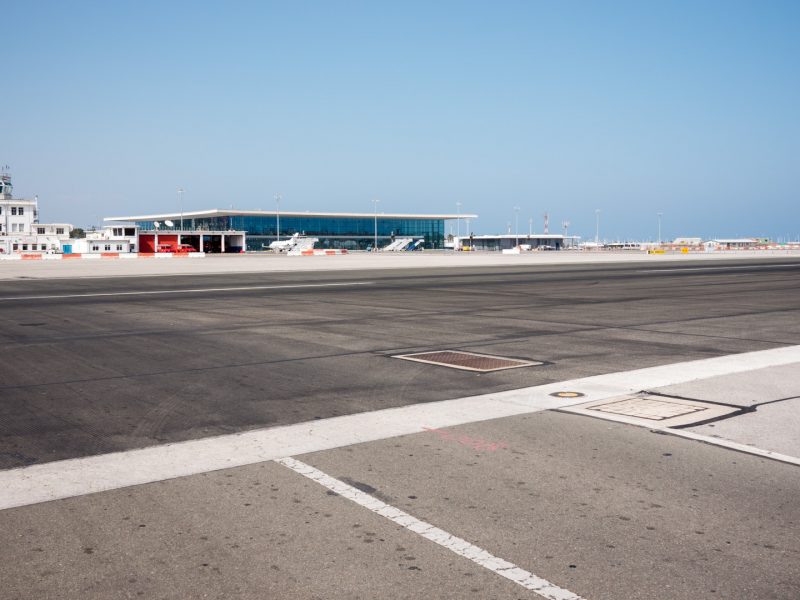 The new Gibraltar Airport building from runway, 21.8.13