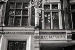 Cross Keys Square, City of London, c1985. Derelict buildings prior to demolition.