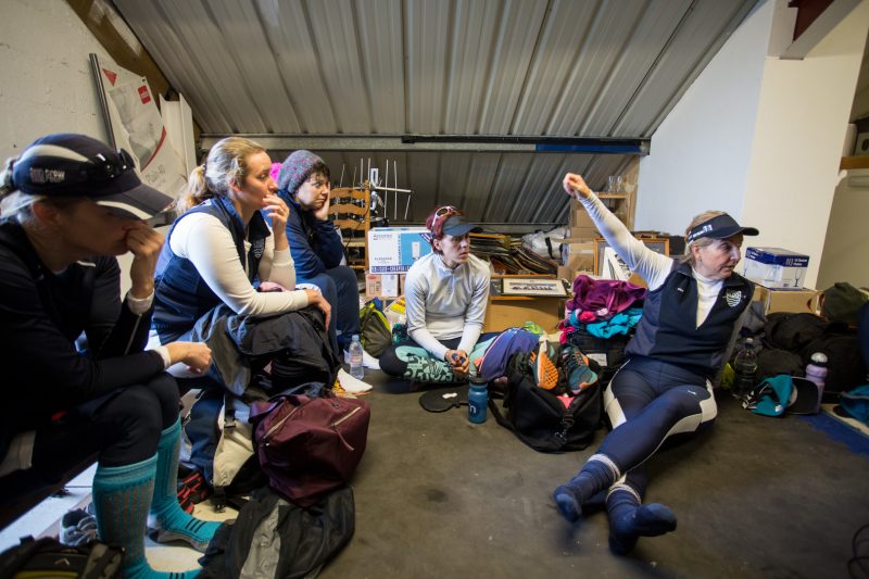 Masters Ladies at Putney Town Rowing Club - pre-race talk