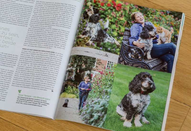 Andrea Brunsendorf with Boris at Inner Temple Gardens