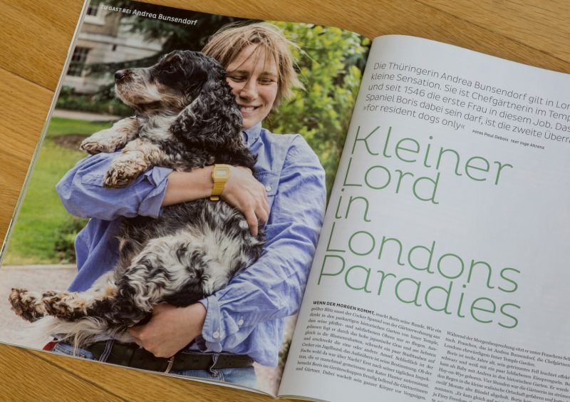 Andrea Brunsendorf with Boris at Inner Temple Gardens