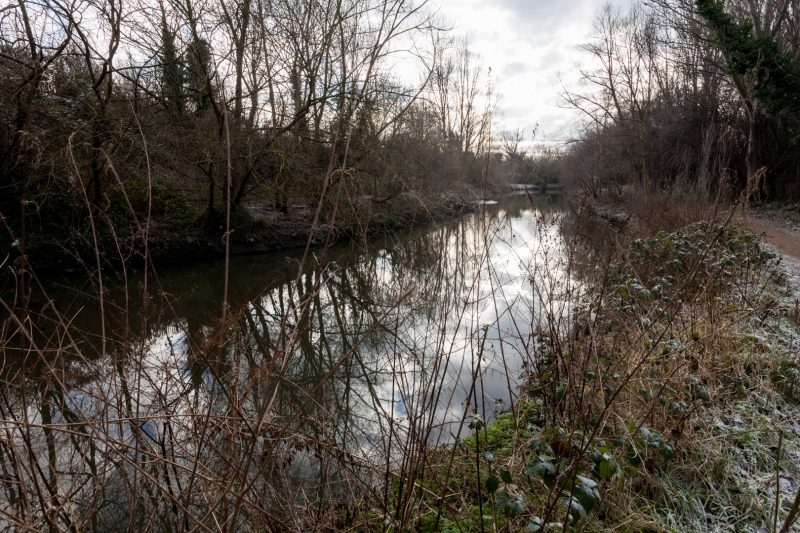 River Brent as it passes under The Uxbridge Road near the Viaduct Pub