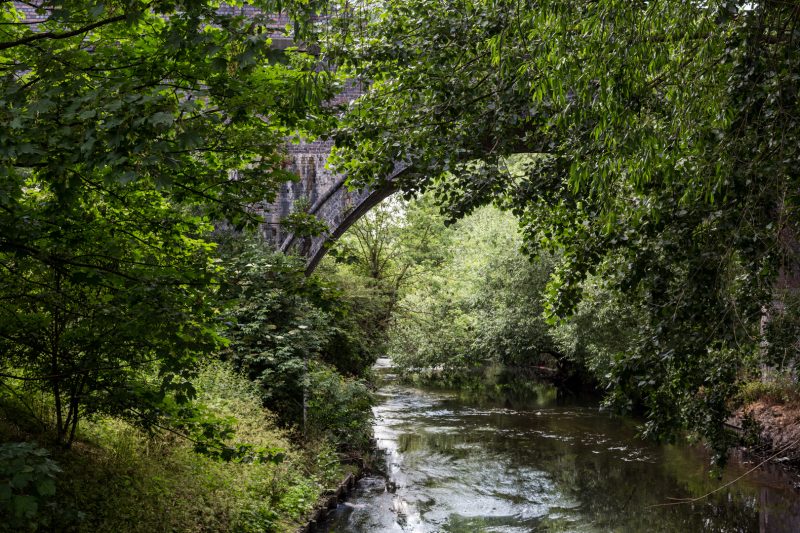 Railway viaduct over River Brent near Gurnell Leisure Centre, Greenford